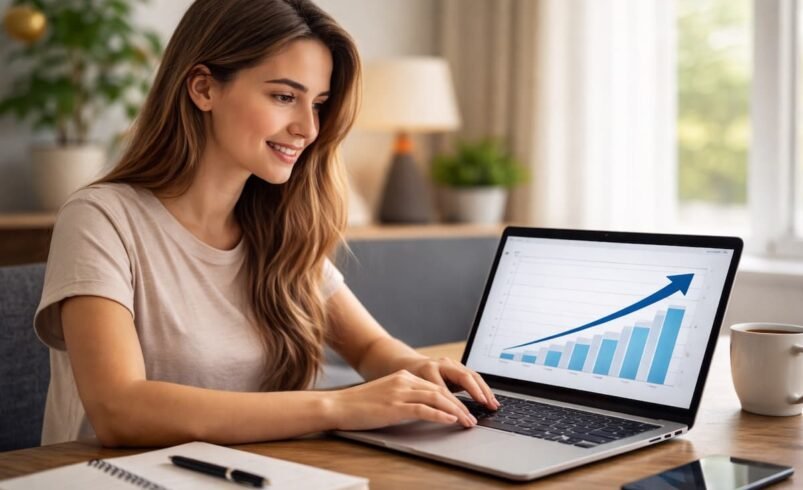 Pessoa jovem de 21 anos usando notebook em ambiente simples, com expressão neutra, visualizando aviso de cookies em português na tela.